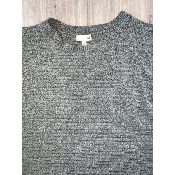So Womens Knit Sweater Top Size MED Green Round Neck Long Dolman Sleeves - Picture 9 of 10